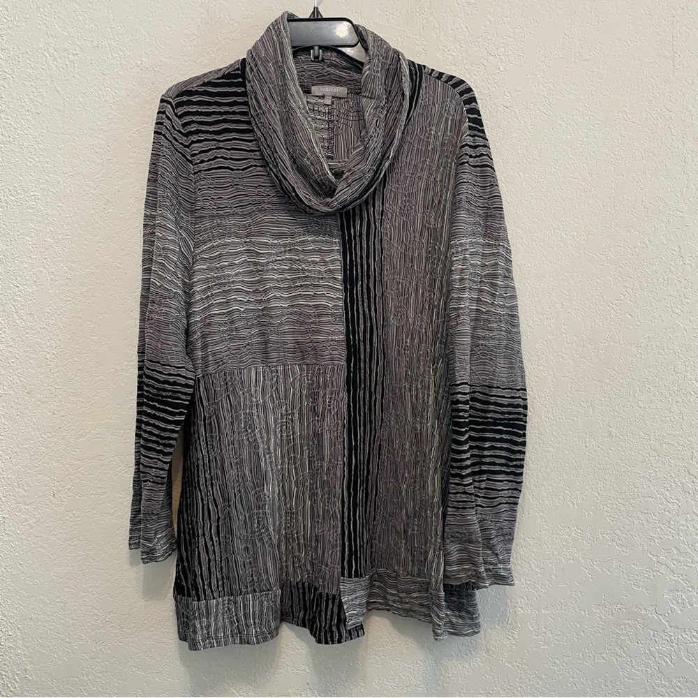 Habitat Black & Gray Textured Cowl Neck Top - Picture 2 of 8